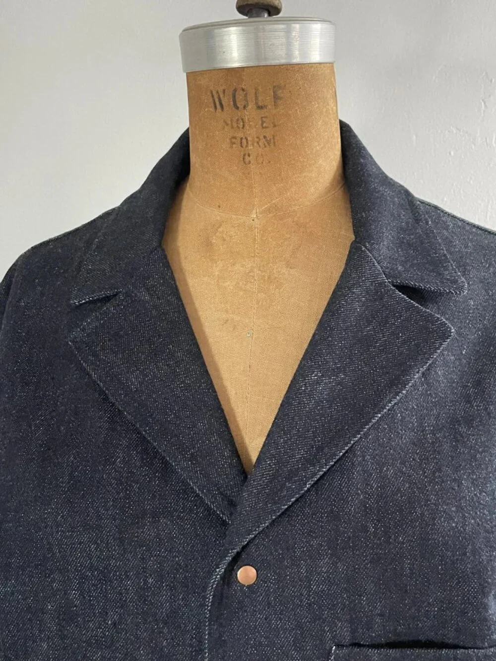 Private White V.C. Studded Franglais Blazer, Denim, Size 2/XS